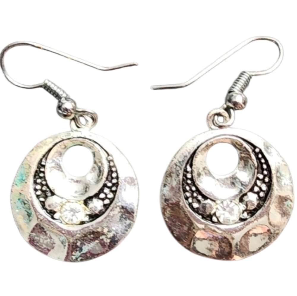 💥4 For $20💥Silvertone Rhinestone Dangle Earrings